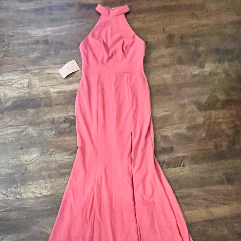 BHLDN Montreal Dress / Juliana High-Neck Side-Slit Crepe Maxi Dress